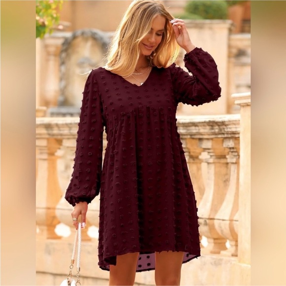 kirundo Dresses & Skirts - Chic Long Sleeve Burgundy Dress